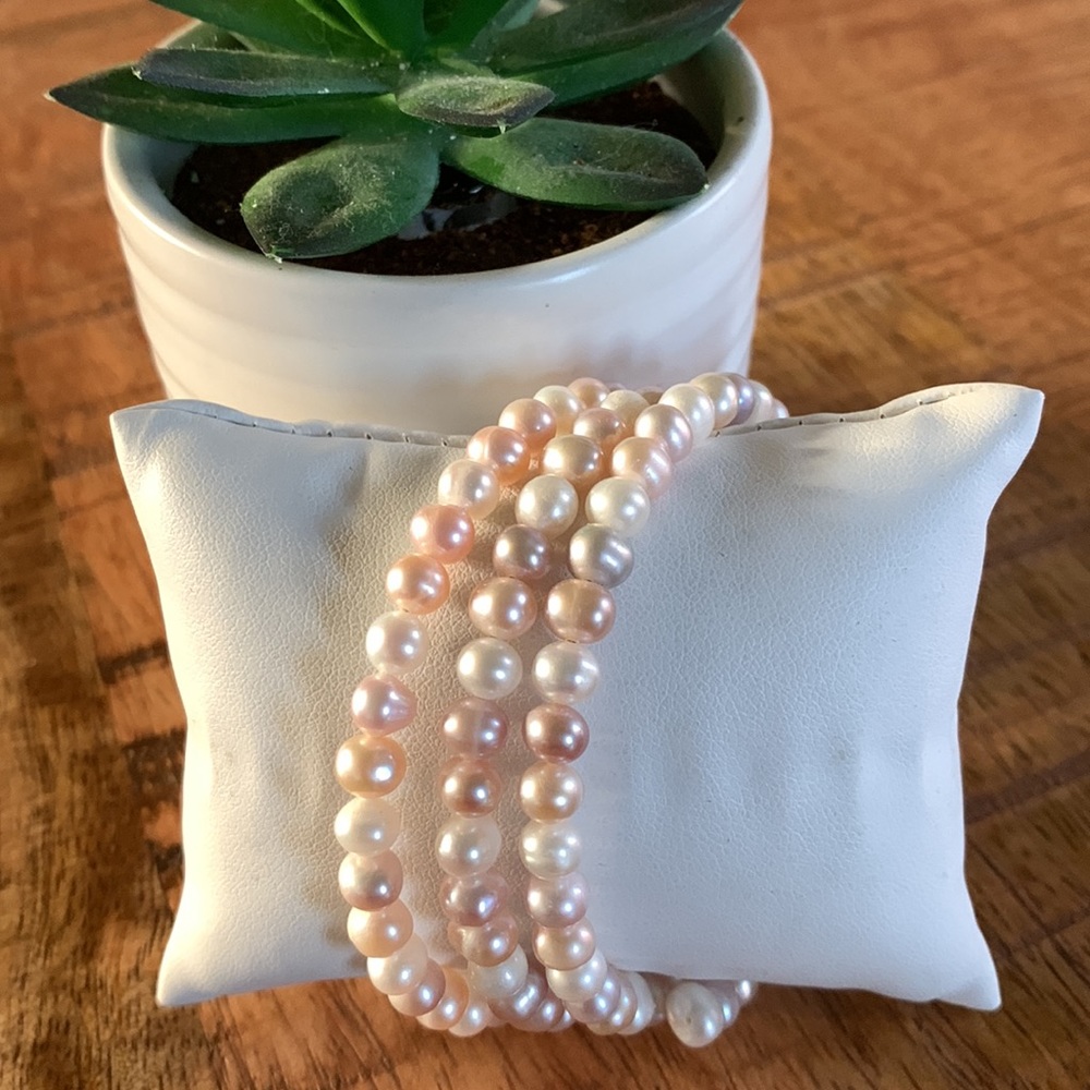 Triple Strand Multicolored Pearl Bracelet